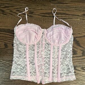 Princess Polly Light Pink Lace Ruffle Corset